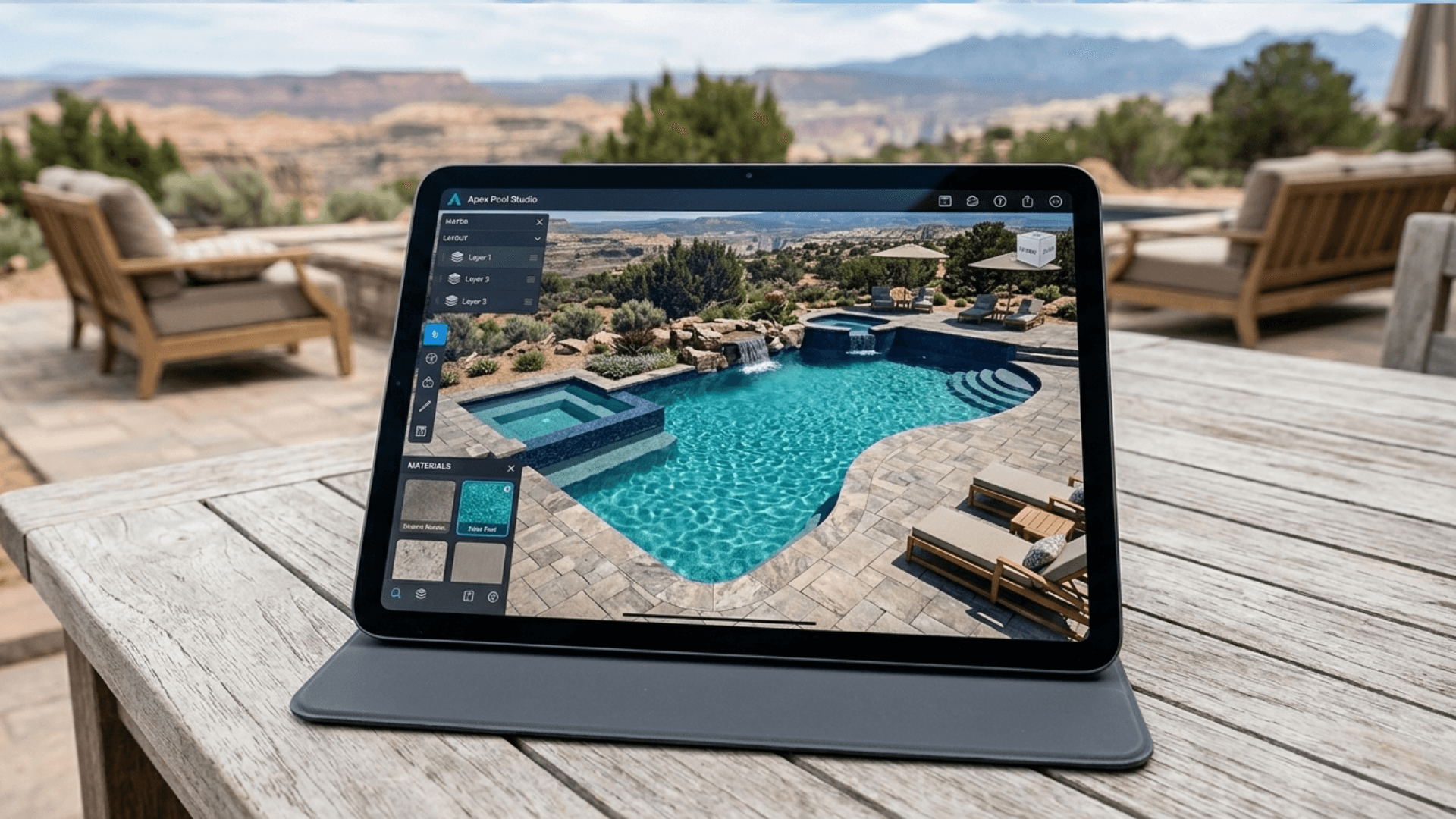 3D pool design rendering for Arizona homeowner — Aquatic Pools and Spas