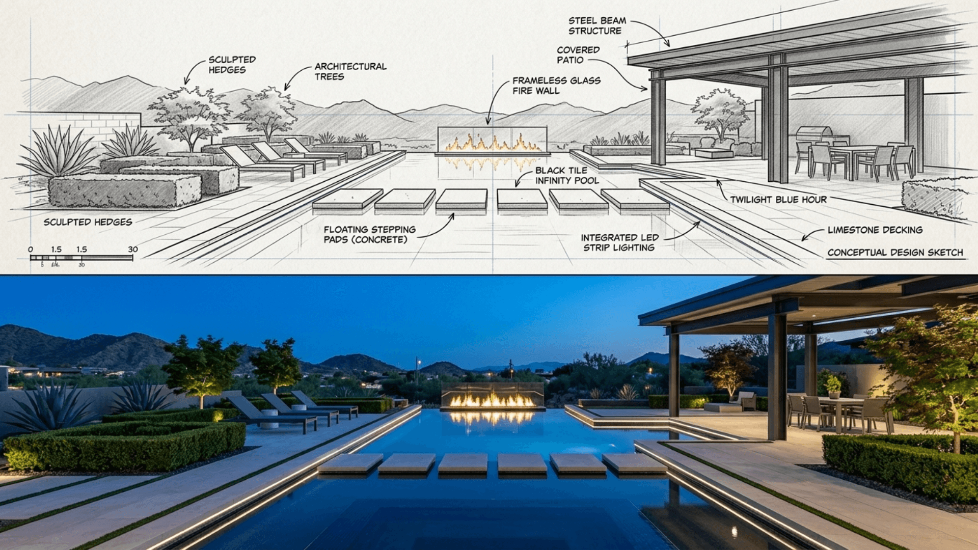 Custom pool and landscape rendering — Aquatic Pools and Spas