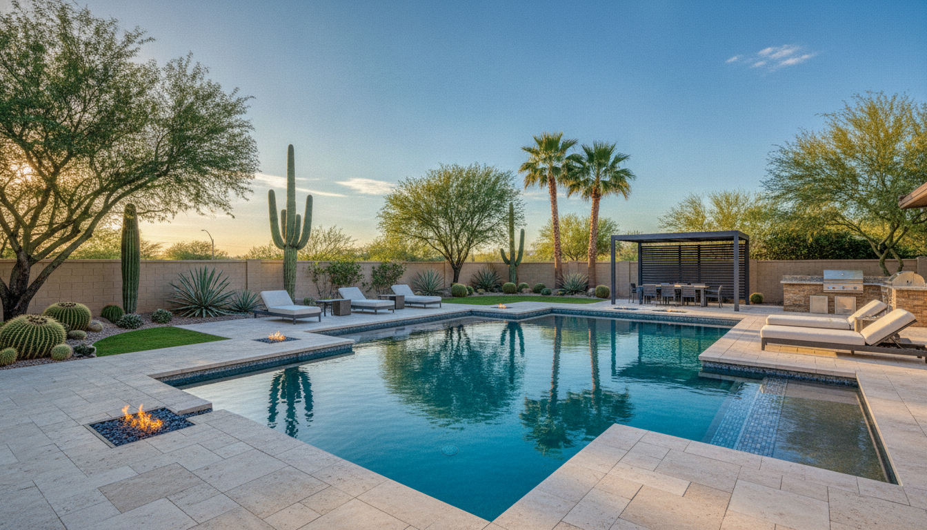 Custom luxury pool in Gilbert AZ by Aquatic Pool and Spa