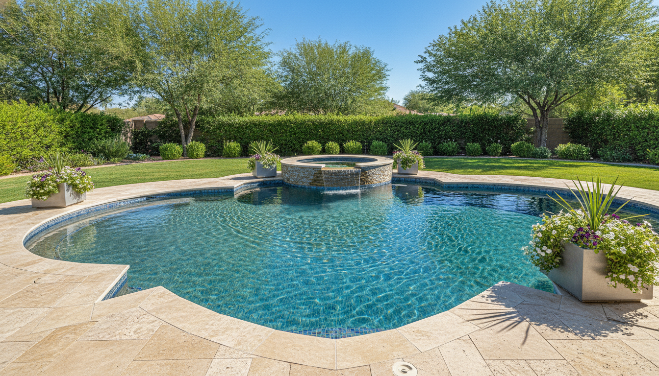 Custom integrated spa and pool design in Paradise Valley