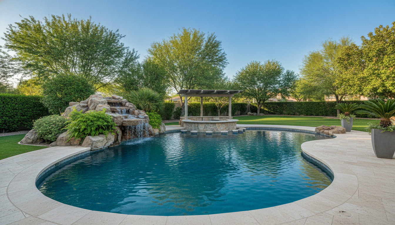 Resort-style pool Surprise AZ with waterfalls